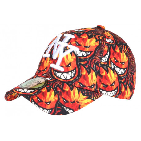 Casquette Enfant Orange et Noire Diablotins Fire NY de 7 a 11 ans Casquette Enfant Hip Hop Honour