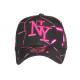 Casquette Enfant Rose et Noire Originale Badyx NY Baseball de 7 à 12 ans Casquette Enfant Hip Hop Honour