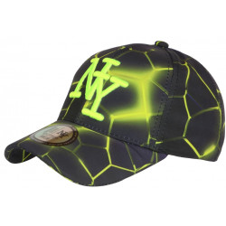 Casquette Enfant Jaune Fluo et Bleue Originale Badyx NY Baseball de 7 à 12 ans Casquette Enfant Hip Hop Honour