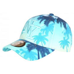 Casquette NY Bleu Turquoise Tropicale Print Palmiers Sunrise Baseball CASQUETTES Hip Hop Honour