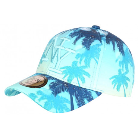 Casquette NY Bleu Turquoise Tropicale Print Palmiers Sunrise Baseball CASQUETTES Hip Hop Honour