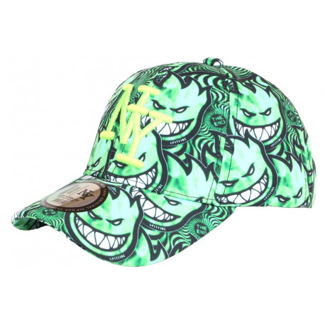 Casquette Enfant Verte Fluo Originale Diablotins Fire NY de 7 a 11 ans Casquette Enfant Hip Hop Honour