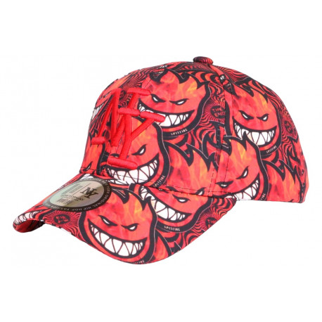 Casquette Enfant Rouge Orange Originale Diablotins Fire NY de 7 a 11 ans Casquette Enfant Hip Hop Honour