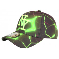 Casquette Enfant Vert Fluo et Noire Originale Badyx NY Baseball de 7 à 12 ans Casquette Enfant Hip Hop Honour