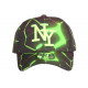 Casquette Enfant Vert Fluo et Noire Originale Badyx NY Baseball de 7 à 12 ans Casquette Enfant Hip Hop Honour