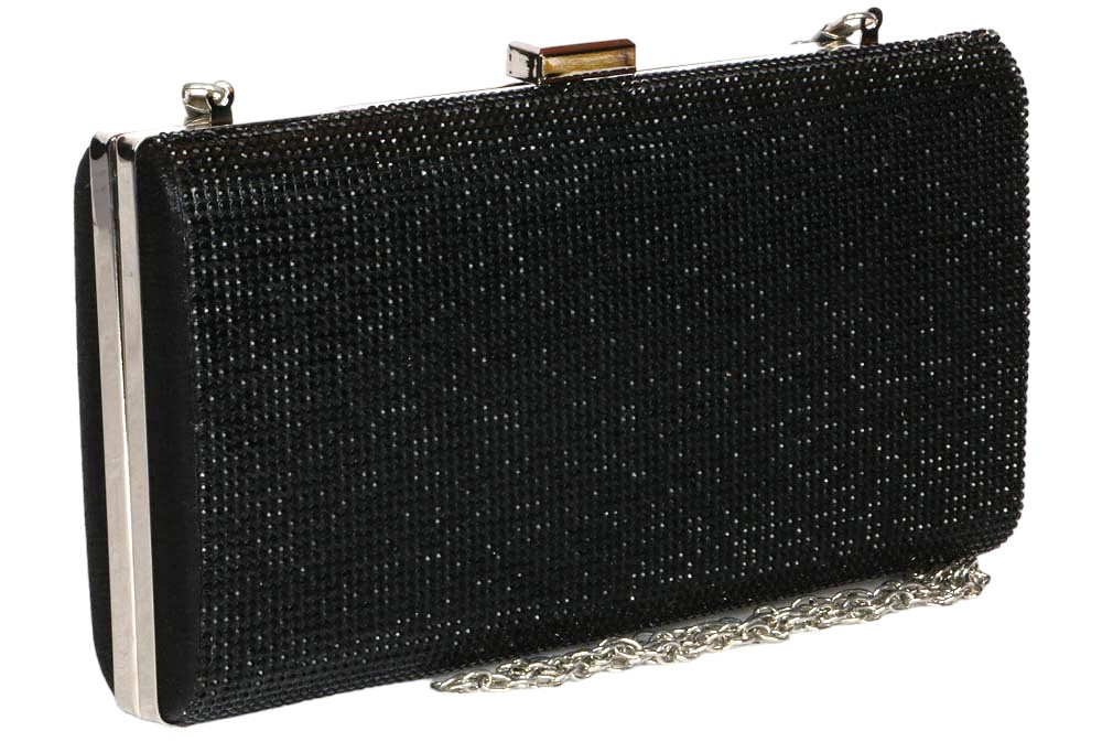 Sac De Soirée Femme Vintage Paillettes Perles - Pochette Mariage Avec Chaîne (Noir)
