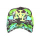 Casquette NY Verte Fluo et Noire Print Fashion Streetwear Baseball Larsy CASQUETTES Hip Hop Honour