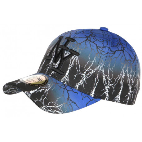 Casquette Enfant Bleue Noire Print Original Eklyr NY Baseball 7 à 12 ans Casquette Enfant Hip Hop Honour