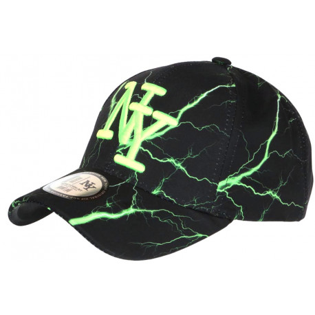 Casquette NY Verte Fluo Noire Print Original Streetwear Baseball Eklyr CASQUETTES Hip Hop Honour