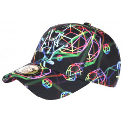 Casquette Enfant Originale Rose Noire Geometrique Prismyx NY Baseball de 7 a 12 ans Casquette Enfant Hip Hop Honour