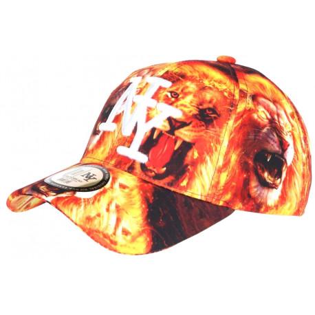 Casquette NY Lion Orange Flammes Fire Design Original Baseball Wild CASQUETTES Hip Hop Honour