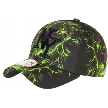 Casquette Lion Verte et Noire Design Original Baseball NY Wild CASQUETTES Hip Hop Honour