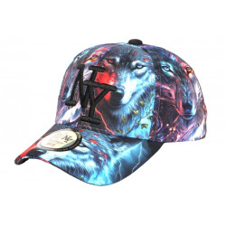 Casquette Enfant Loup Bleue Rouge Print Original NY Baseball Wolf 7 a 12 ans Casquette Enfant Hip Hop Honour