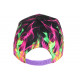 Casquette NY Vert fluo et Rose Print Flammes Streetwear Baseball Fire CASQUETTES Hip Hop Honour