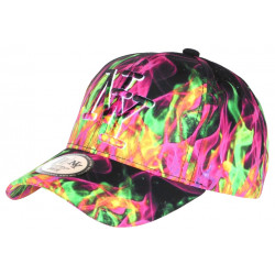 Casquette Enfant Verte et Rose Originale Fire NY Baseball de 7 a 11 ans Casquette Enfant Hip Hop Honour