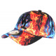 Casquette NY Orange et Bleue Print Flammes Streetwear Baseball Fire CASQUETTES Hip Hop Honour