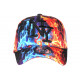 Casquette NY Orange et Bleue Print Flammes Streetwear Baseball Fire CASQUETTES Hip Hop Honour