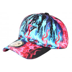 Casquette NY Bleue et Rose Print Flammes Streetwear Baseball Fire CASQUETTES Hip Hop Honour