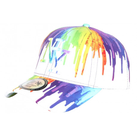 Casquette Enfant Blanche Violette Peinture Originale NY Baseball Painter 7 a 11 ans Casquette Enfant Hip Hop Honour