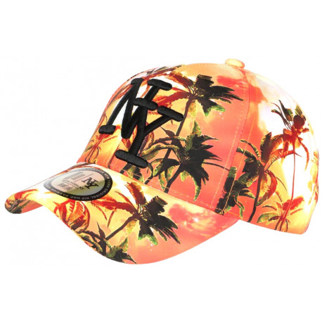 Casquette Enfant Orange et Noire Palmiers NY Baseball Sunset 7 a 12 ans Casquette Enfant Hip Hop Honour