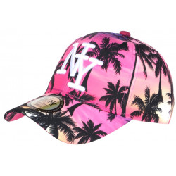 Casquette NY Rose et Blanche Tropicale Palmiers Sunset Baseball CASQUETTES Hip Hop Honour