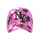 Casquette NY Violette et Noire Tropicale Palmiers Sunset Baseball CASQUETTES Hip Hop Honour