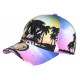 Casquette NY Jaune et Violette Tropicale Palmiers Sunset Baseball CASQUETTES Hip Hop Honour