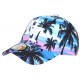 Casquette NY Bleue Rose Palmiers Look Tropical Sunset Baseball CASQUETTES Hip Hop Honour