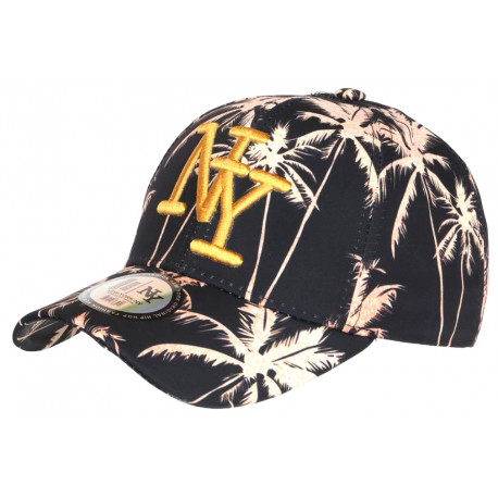 Casquette NY Orange et Noire Palmiers Print Tropical Sunset Baseball CASQUETTES Hip Hop Honour