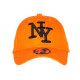 Casquette NY Orange Vif et Noire Tendance Visiere Baseball Stazky CASQUETTES Hip Hop Honour