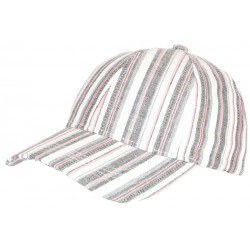 Casquette Baseball Grise Rose Ete Vintage en Coton a Rayures Lulyk CASQUETTES Nyls Création