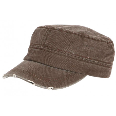 Casquette Militaire Vintage Marron Vieillie en Coton Tendance Kolja CASQUETTES Nyls Création