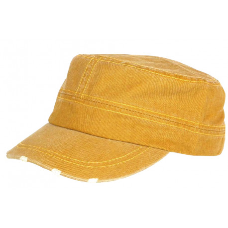 Casquette Militaire Jaune Vintage Vieillie en Coton Tendance Kolja CASQUETTES Nyls Création