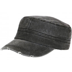 Casquette Militaire Vintage Noire Vieillie en Coton Tendance Kolja CASQUETTES Nyls Création