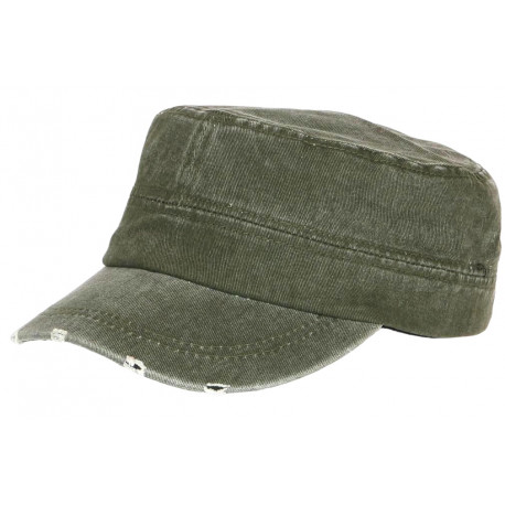 Casquette Militaire Vintage Verte Vieillie en Coton Tendance Kolja CASQUETTES Nyls Création