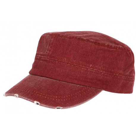 Casquette Militaire Vintage Rouge Vieillie en Coton Tendance Kolja CASQUETTES Nyls Création