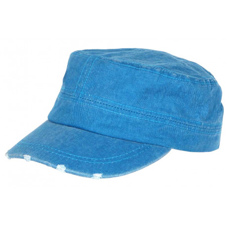 Casquette Militaire Vintage Bleue Vieillie en Coton Tendance Kolja CASQUETTES Nyls Création