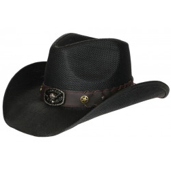 Chapeau Country Noir en Paille Western Qualite Prestige Nashy CHAPEAUX Nyls Création