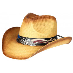Chapeau Cowboy Marron Paille USA Country Qualite Prestige Ballad CHAPEAUX Nyls Création
