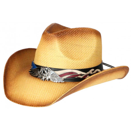 Chapeau Cowboy Marron Paille USA Country Qualite Prestige Ballad CHAPEAUX Nyls Création