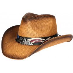 Chapeau Cowboy Marron Paille Country USA Qualite Prestige Ballad CHAPEAUX Nyls Création