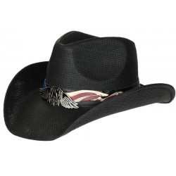 Chapeau Cowboy Noir en Paille Country USA Qualite Prestige Ballad CHAPEAUX Nyls Création