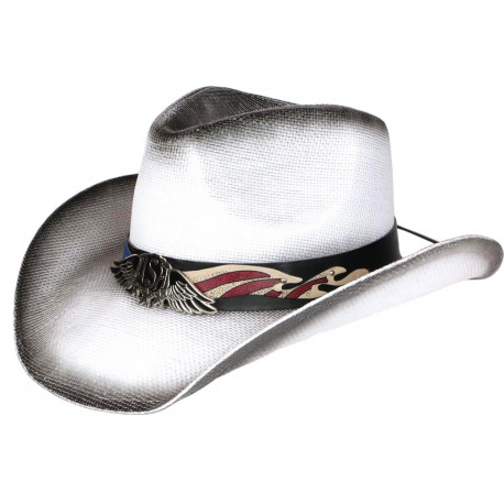 Chapeau Cowboy Blanc en Paille Country USA Qualite Prestige Ballad CHAPEAUX Nyls Création