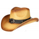 Chapeau Cowboy Marron Paille USA Country Ecusson Prestige Wyatt CHAPEAUX Nyls Création