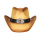 Chapeau Cowboy Marron Paille USA Country Ecusson Prestige Wyatt CHAPEAUX Nyls Création