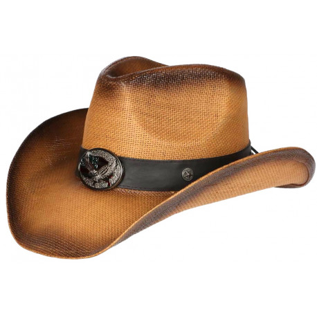Chapeau Cowboy Marron Paille USA Country Medaille Prestige Wyatt CHAPEAUX Nyls Création