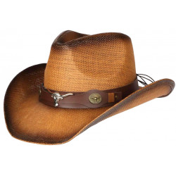 Chapeau Cowboy Marron Tete De Taureau Argent Country Prestige Wrangler CHAPEAUX Nyls Création