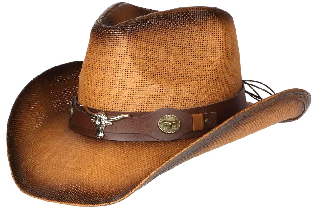 Chapeau De Cowboy Feutre Large Bord Avec Bandeau Taureau - Style Western Unisexe Pour Hommes Et Femmes