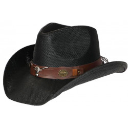 Chapeau Cowboy Noir Tete De Taureau Argent Country Prestige Wrangler CHAPEAUX Nyls Création