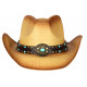 Chapeau Cowboy Marron et Turquoise en Paille Prestige Rodeo CHAPEAUX Nyls Création